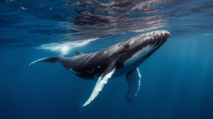 Baleine à bosse nageant dans les eaux tropicales bleues de Tahiti